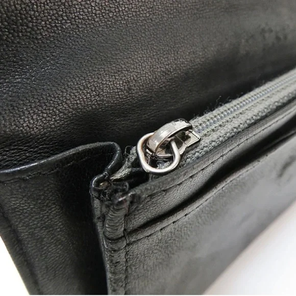 AUTH CHANEL Camellia Lambskin Long Wallet Black - Picture 11 of 11